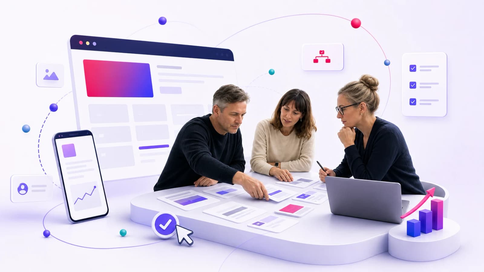 UX-Workshop mit Wireframes für die Struktur einer neuen Unternehmenswebsite