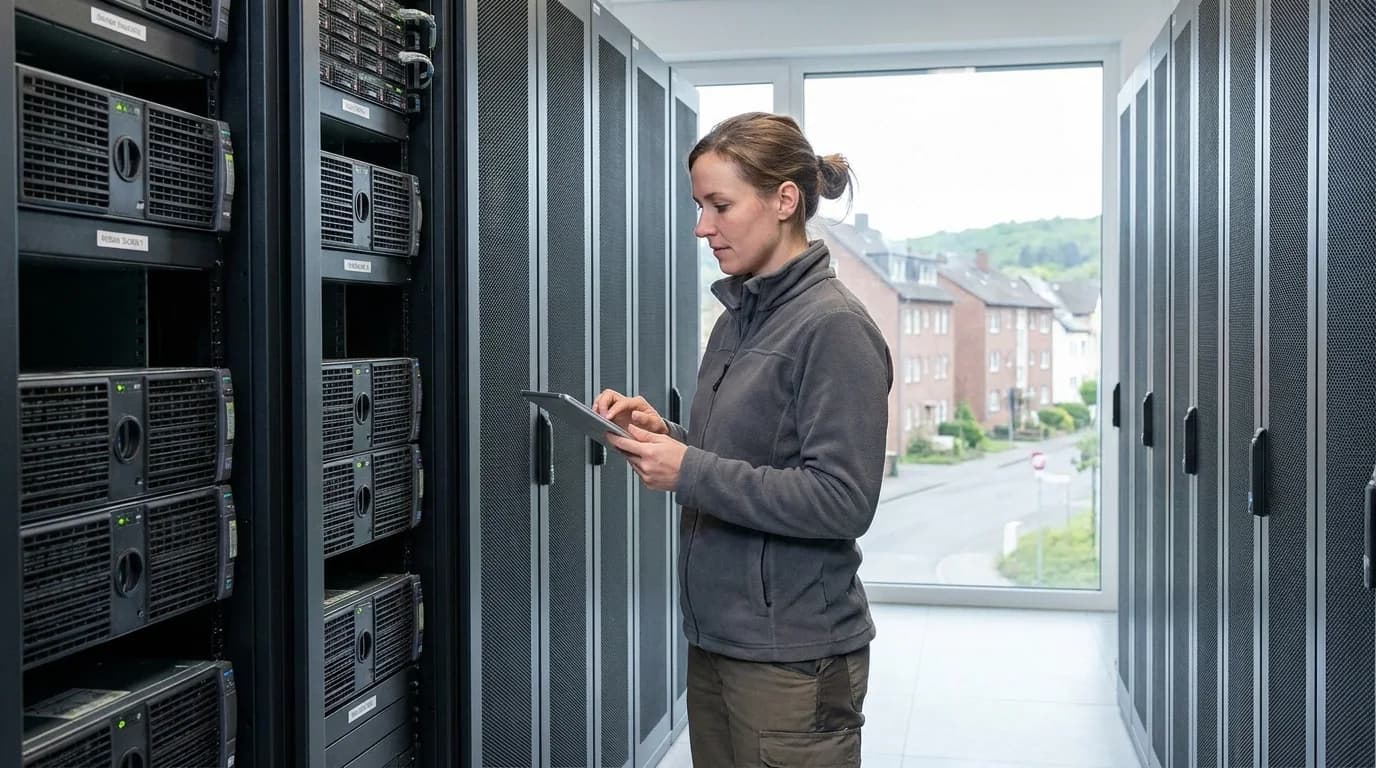 Serverracks in einem modernen Rechenzentrum
