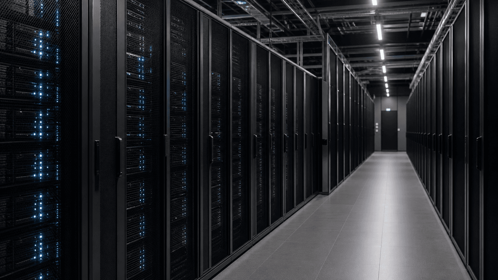 Serverracks in einem modernen Rechenzentrum